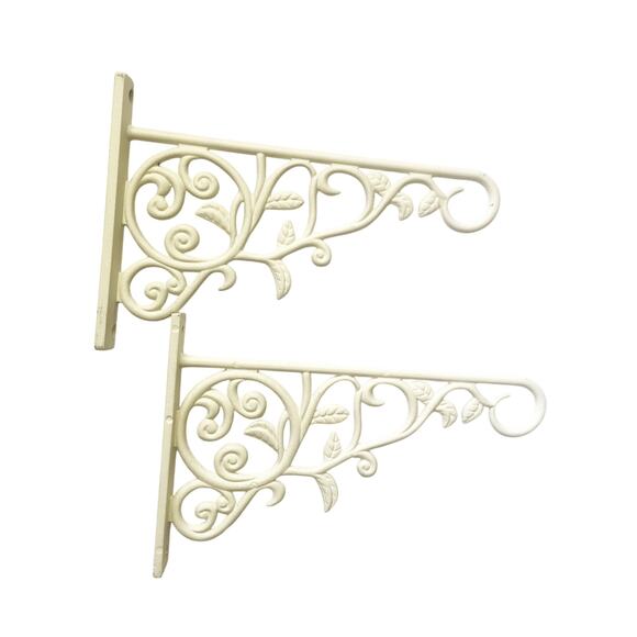 Lot of 5 White Metal Shelf Brackets Plant Hangers 10" W x 6.5" H - Picture 3 of 6